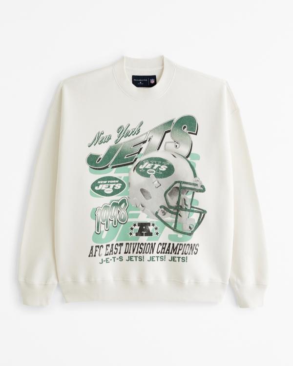 New York Jets Graphic Crew Sweatshirt, Cream - Jets view 1