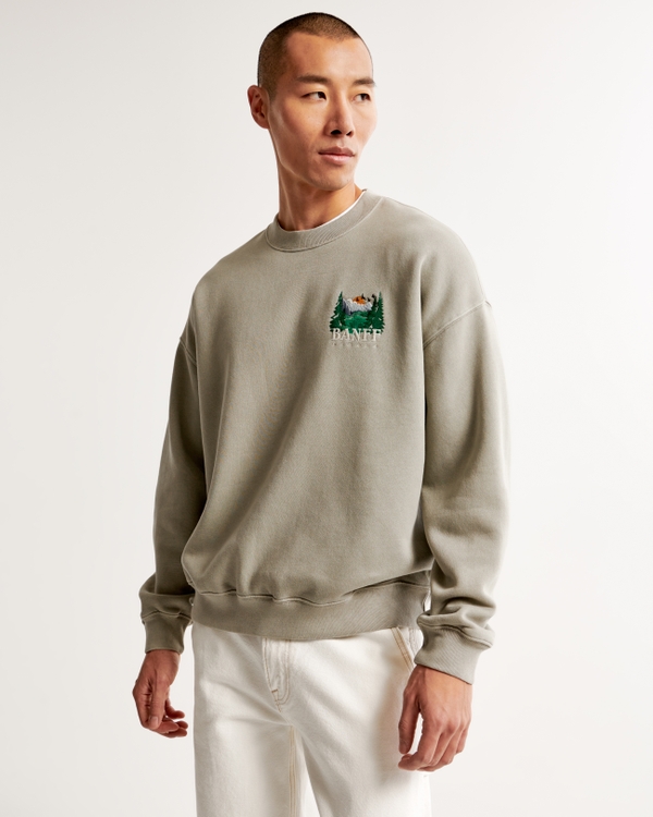 Banff Graphic Crew Sweatshirt, Olive Green