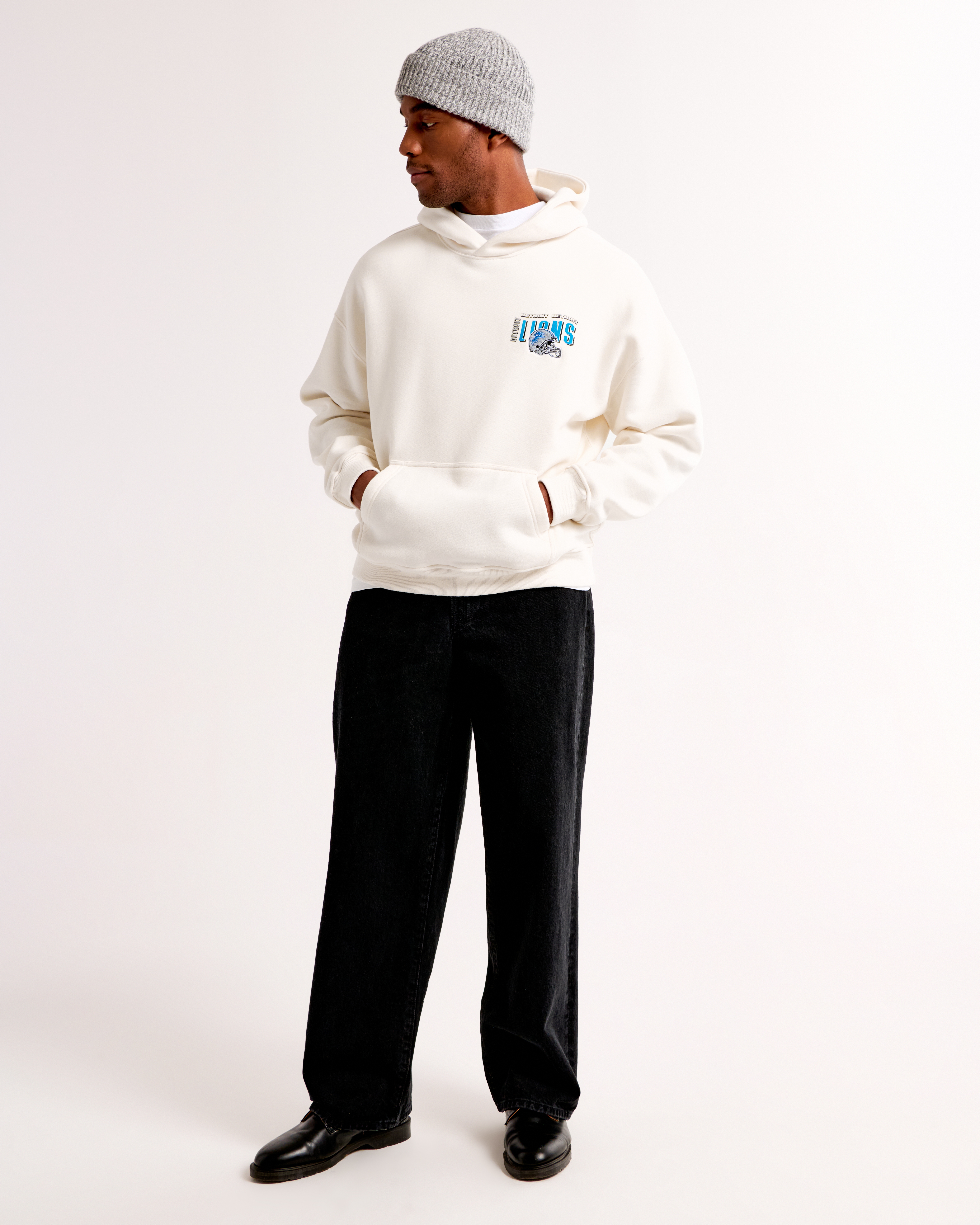 Abercrombie & Fitch Detroit Lions Graphic Popover Hoodie In Neutral