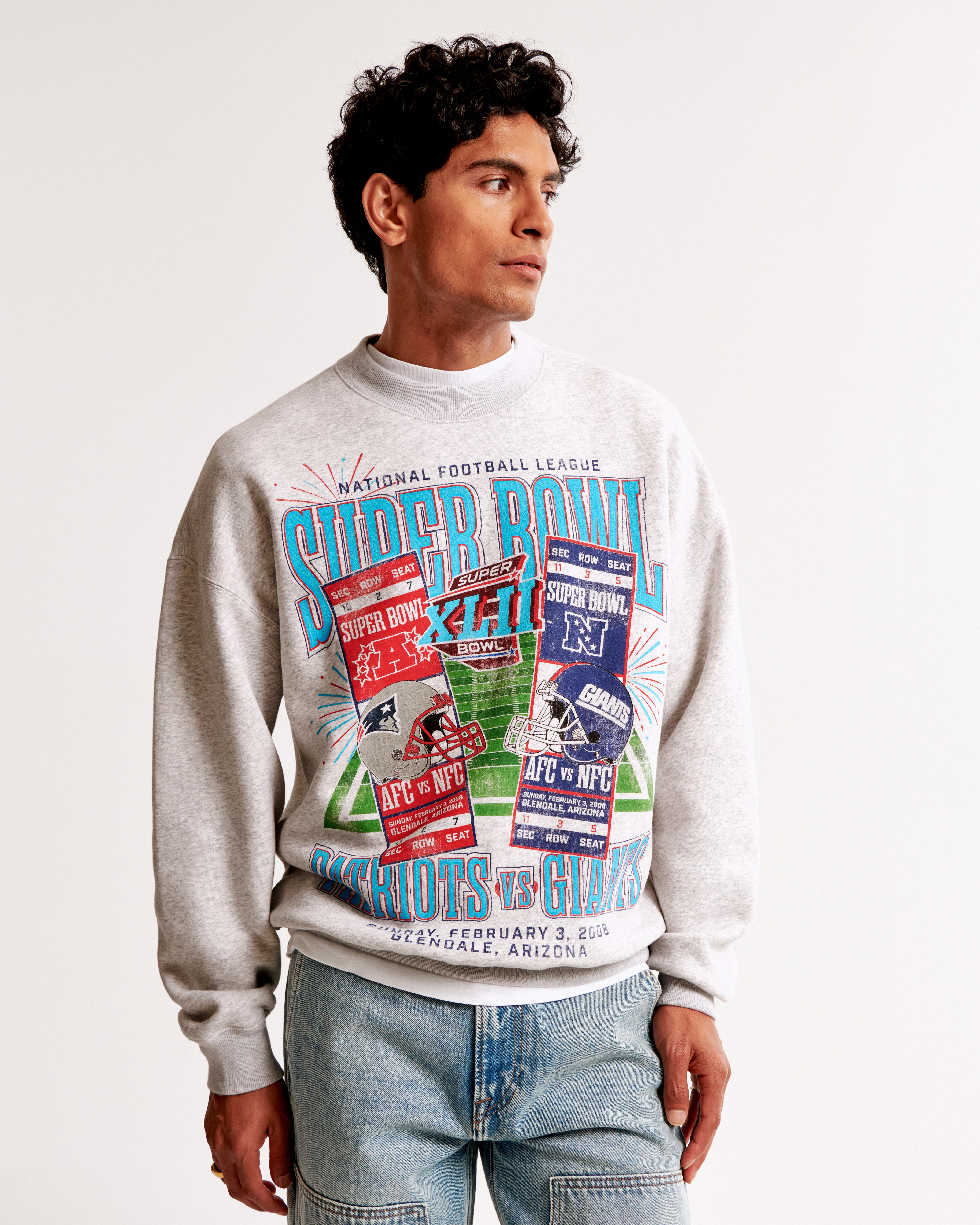 Abercrombie & Fitch Vintage Super Bowl Graphic Crew Sweatshirt