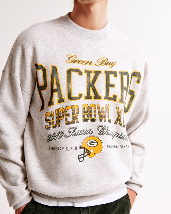 Green Bay Packers Graphic Crew Sweatshirt, Light Heather Gray