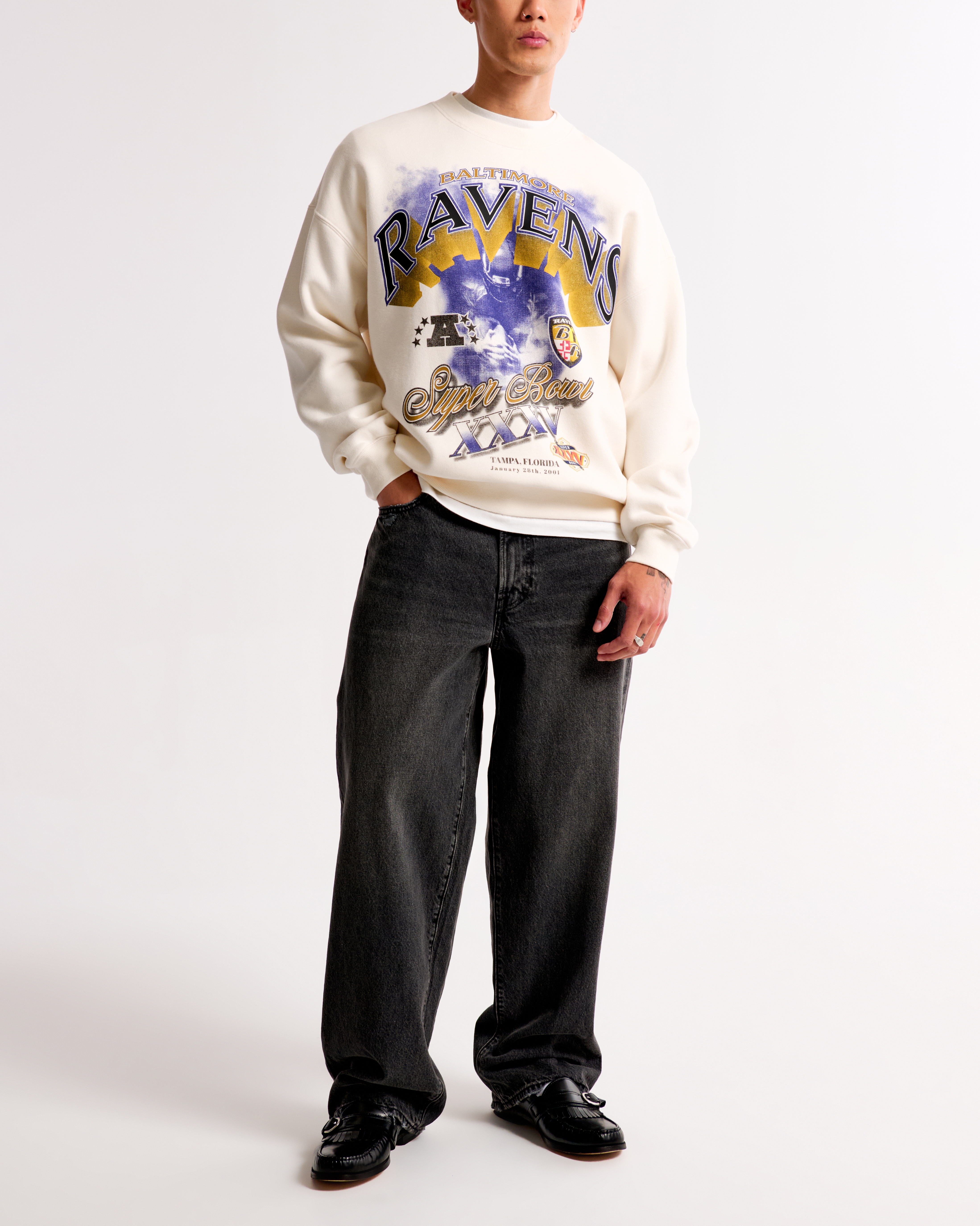 Abercrombie & Fitch Baltimore Ravens Graphic Crew Sweatshirt
