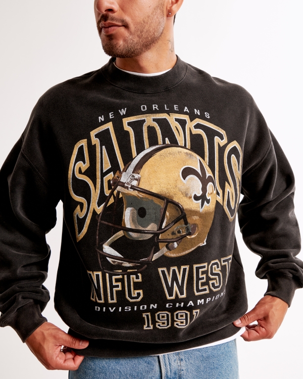 New Orleans Saints Graphic Crew Sweatshirt, Black