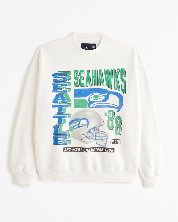 Seattle Seahawks Graphic Crew Sweatshirt, Cream view 1