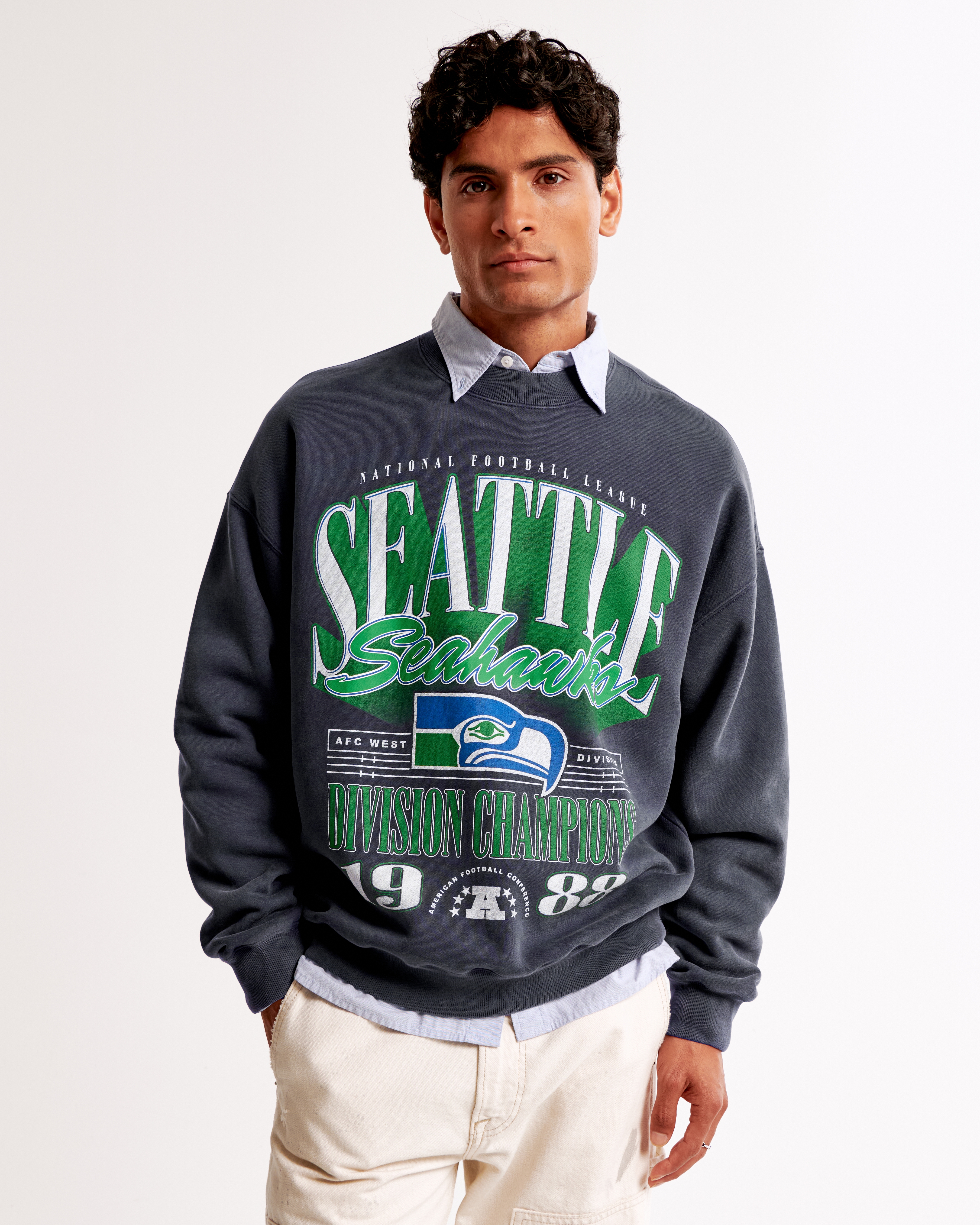 Abercrombie & Fitch Seattle Seahawks Graphic Crew Sweatshirt