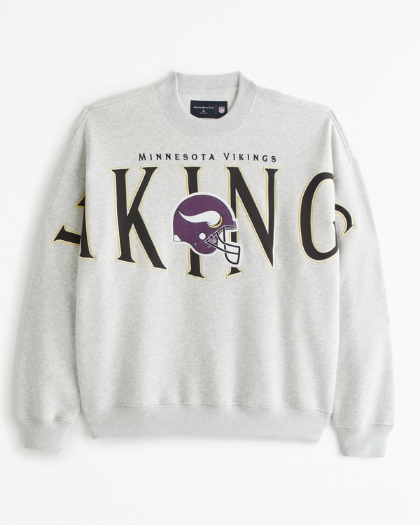 Minnesota Vikings Graphic Crew Sweatshirt, Light Gray Heather