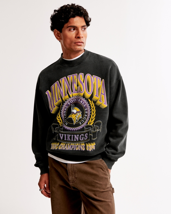 Minnesota Vikings Graphic Crew Sweatshirt, Black