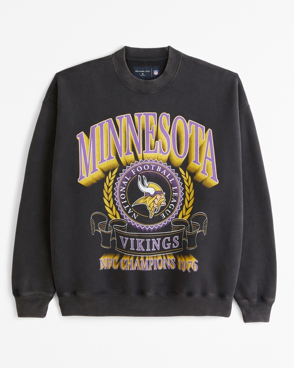 Minnesota Vikings Graphic Crew Sweatshirt, Black - Vikings view 1