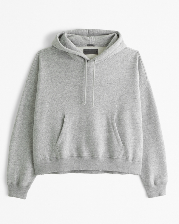 Essential Cropped Popover Hoodie, Gray Heather