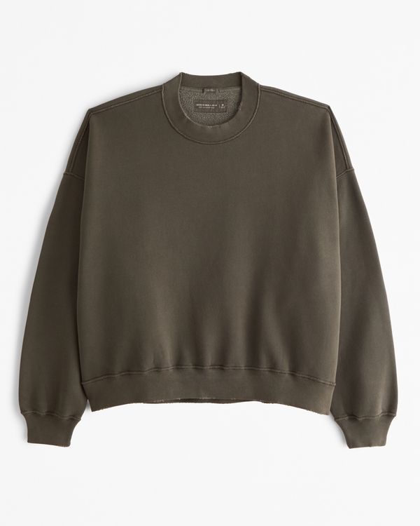 Essential Cropped Crew Sweatshirt, Dark Brown