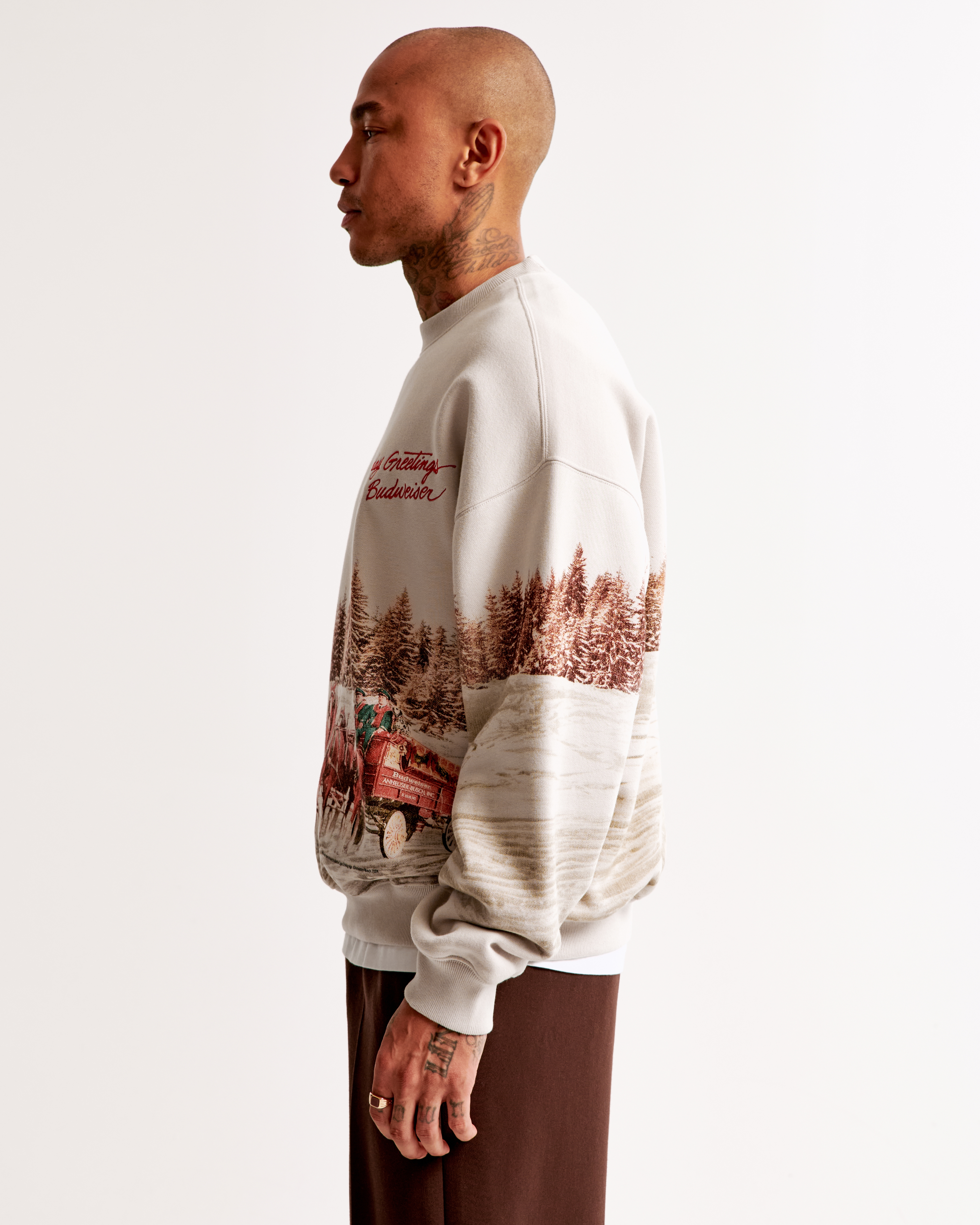 Men's Budweiser Graphic Crew Sweatshirt | Men's Clearance
