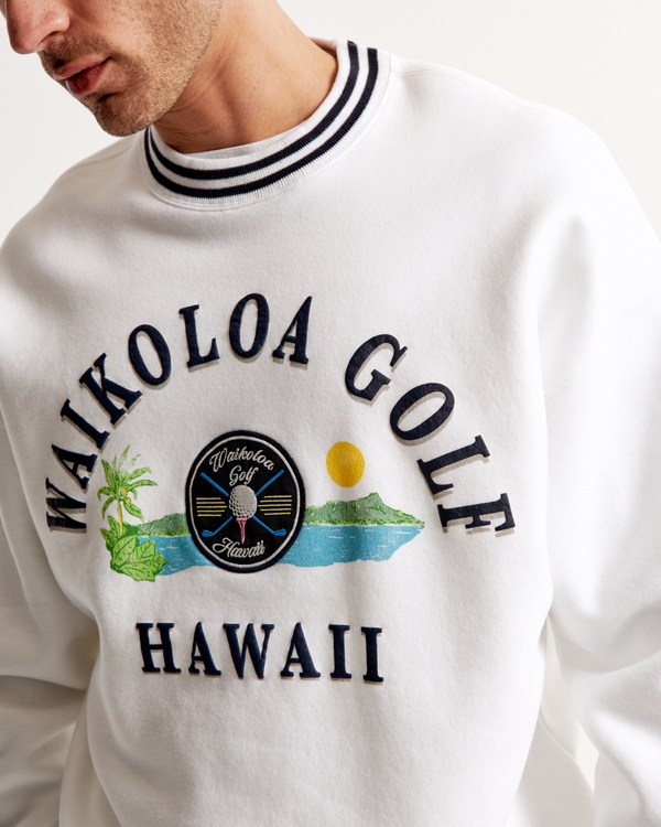 Hawaii Golf Graphic Crew Sweatshirt, White