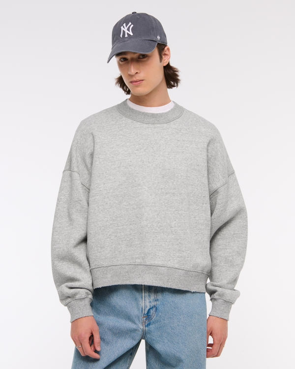 Essential Cropped Crew Sweatshirt, Light Gray Heather