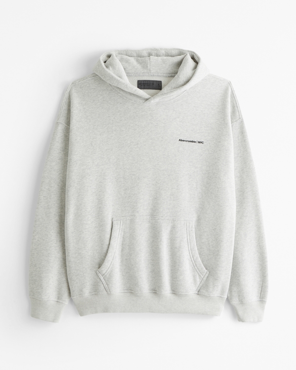 Micro-Logo Popover Hoodie, Light Heather Gray