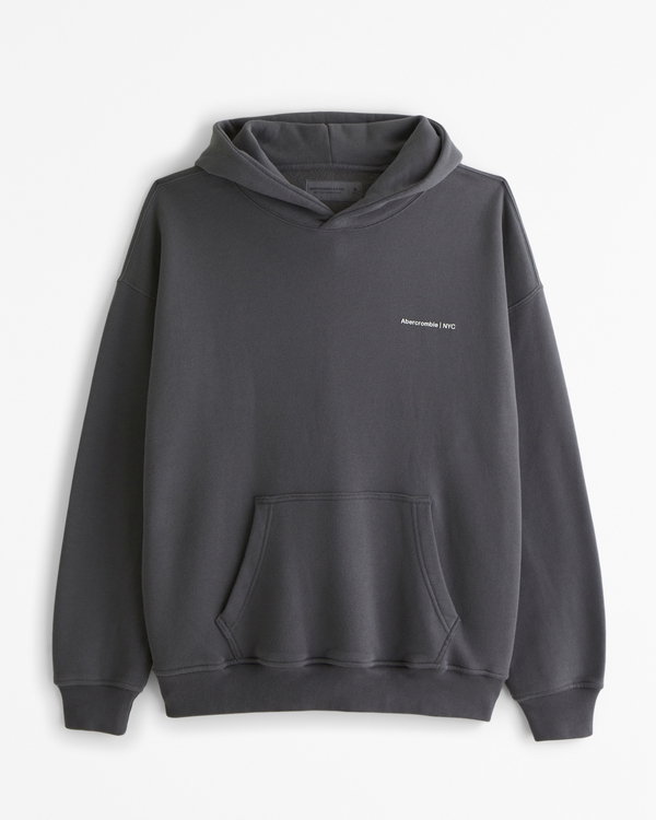 Micro-Logo Popover Hoodie, Dark Gray