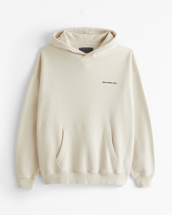 Micro-Logo Popover Hoodie, Warm Beige