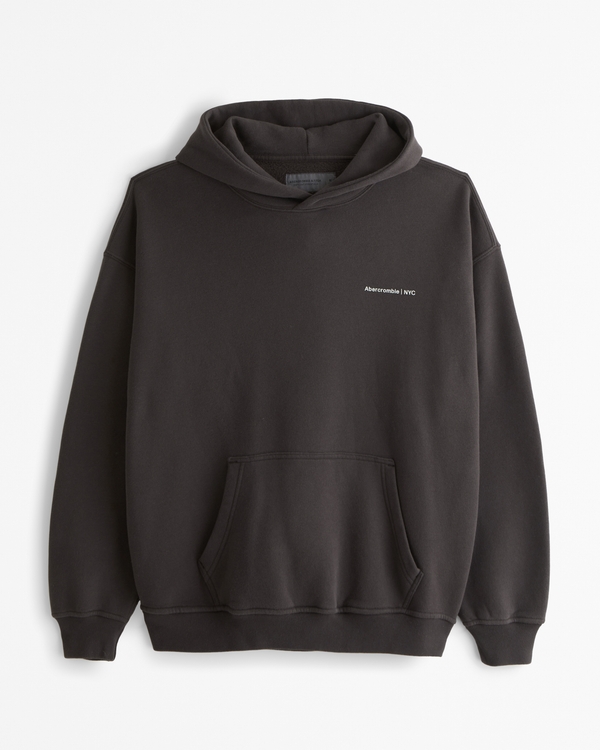 Micro-Logo Popover Hoodie, Coal Brown