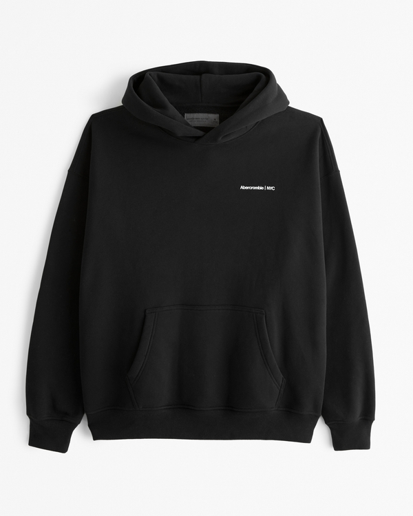 Micro-Logo Popover Hoodie, Black