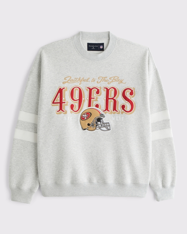 San Francisco 49ers Graphic Crew Sweatshirt, Light Heather Gray view 2