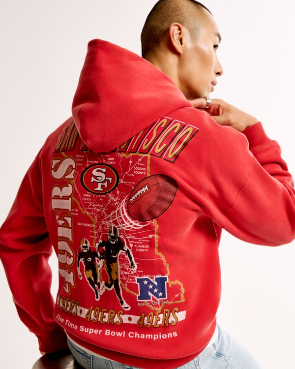 San Francisco 49ers Graphic Popover Hoodie, Red