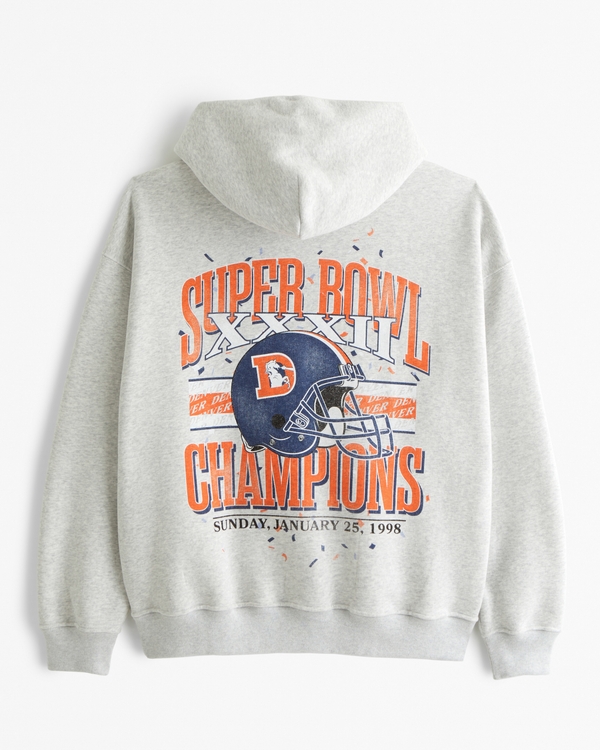 Denver Broncos Graphic Popover Hoodie, Light Heather Gray - Broncos view 1