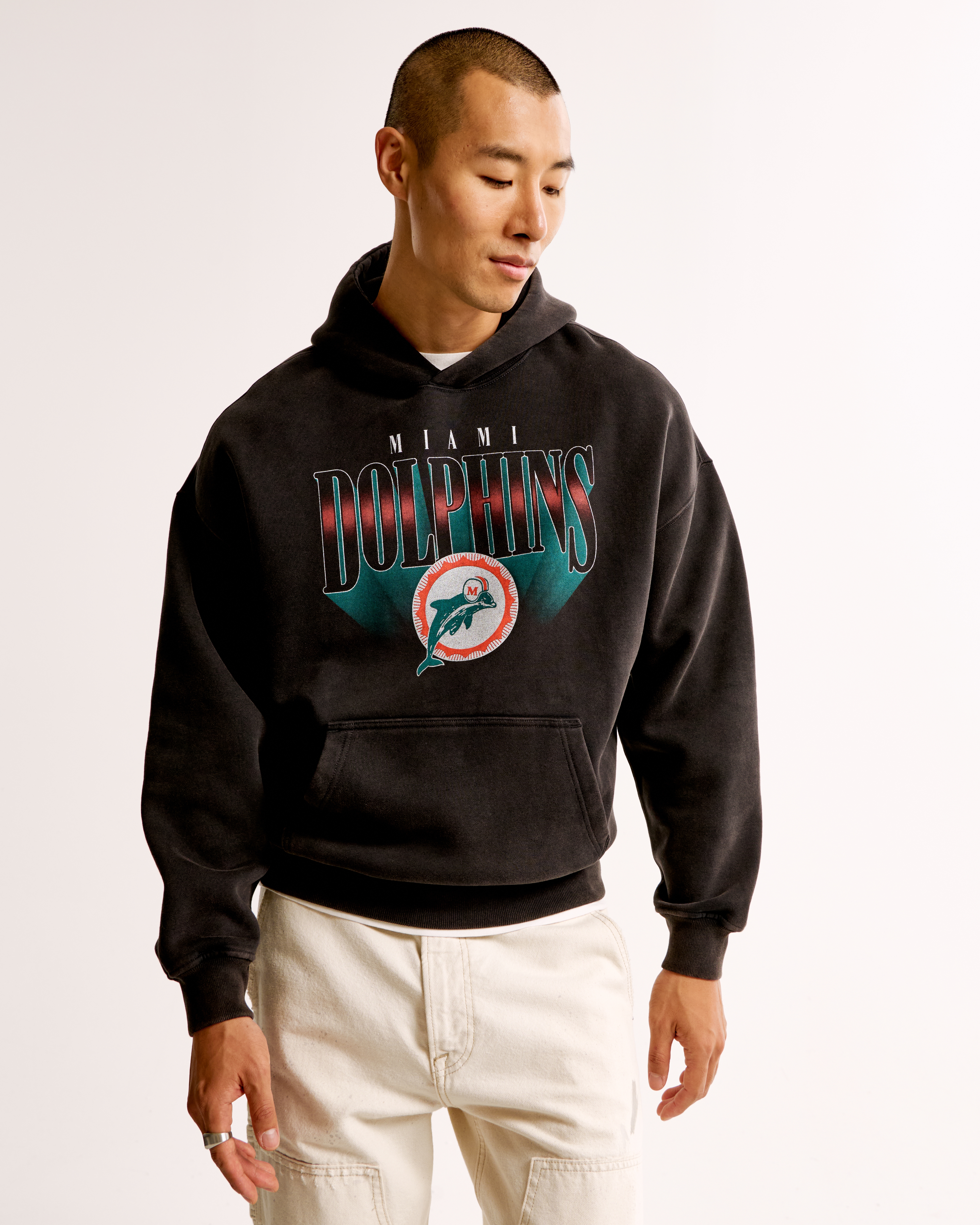 Abercrombie & Fitch Miami Dolphins Graphic Popover Hoodie In Neutral