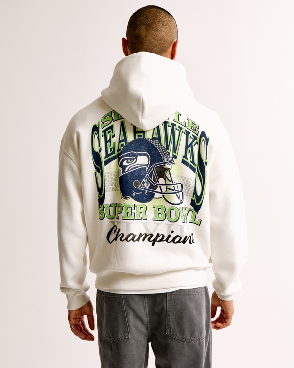 Seattle Seahawks Graphic Popover Hoodie, Cream