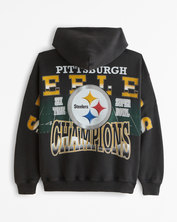 Pittsburgh Steelers Graphic Popover Hoodie, Black - Steelers view 1