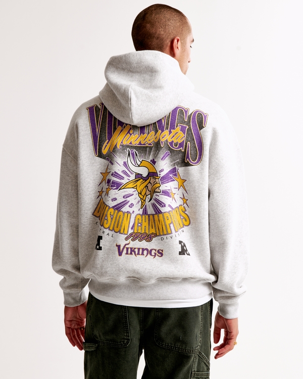 Minnesota Vikings Graphic Popover Hoodie, Light Heather Gray - Vikings view 1