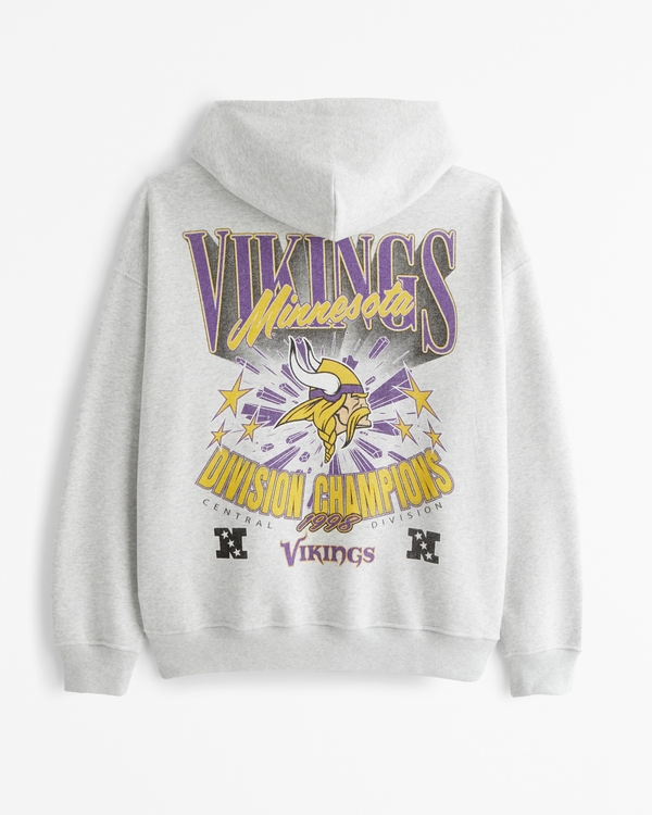 Minnesota Vikings Graphic Popover Hoodie, Light Heather Gray - Vikings view 1