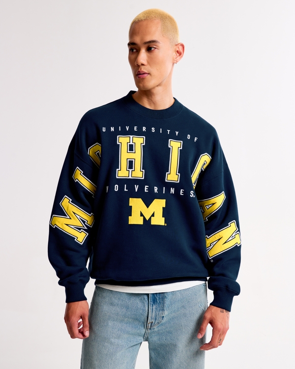 University of Michigan Graphic Crew Sweatshirt, Sapphire view 2