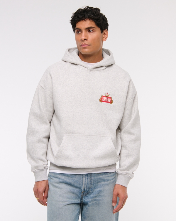 Stella Artois Graphic Popover Hoodie, Light Gray Heather view 2