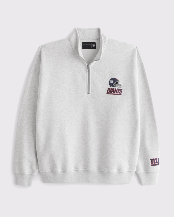 New York Giants Half-Zip Sweatshirt, Light Heather Gray - Giants view 1