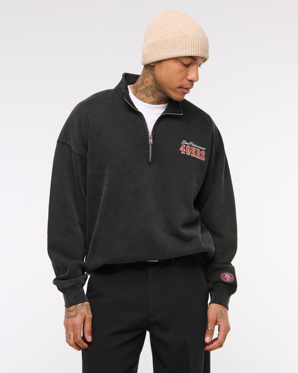 San Francisco 49ers Half-Zip Sweatshirt, Black