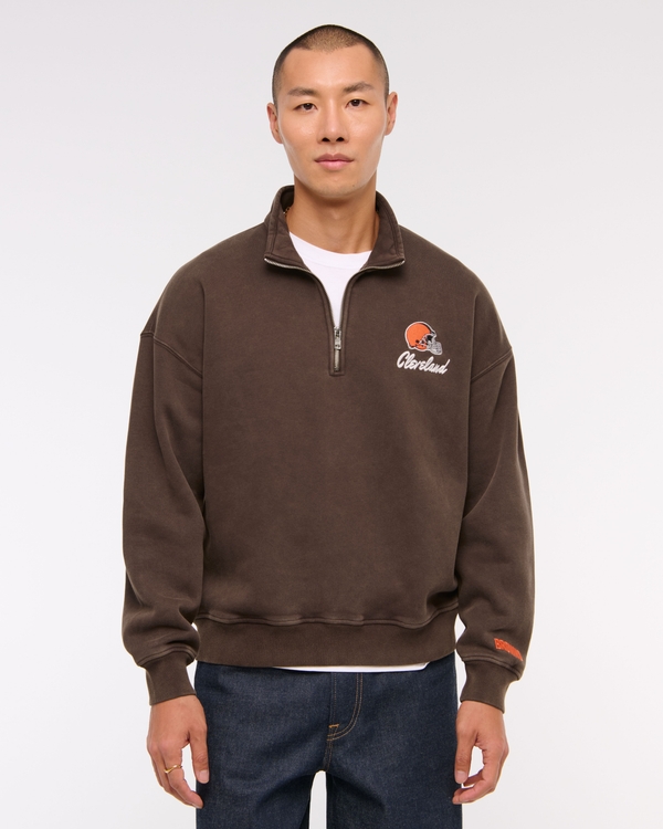 Cleveland Browns Half-Zip Sweatshirt, Brown