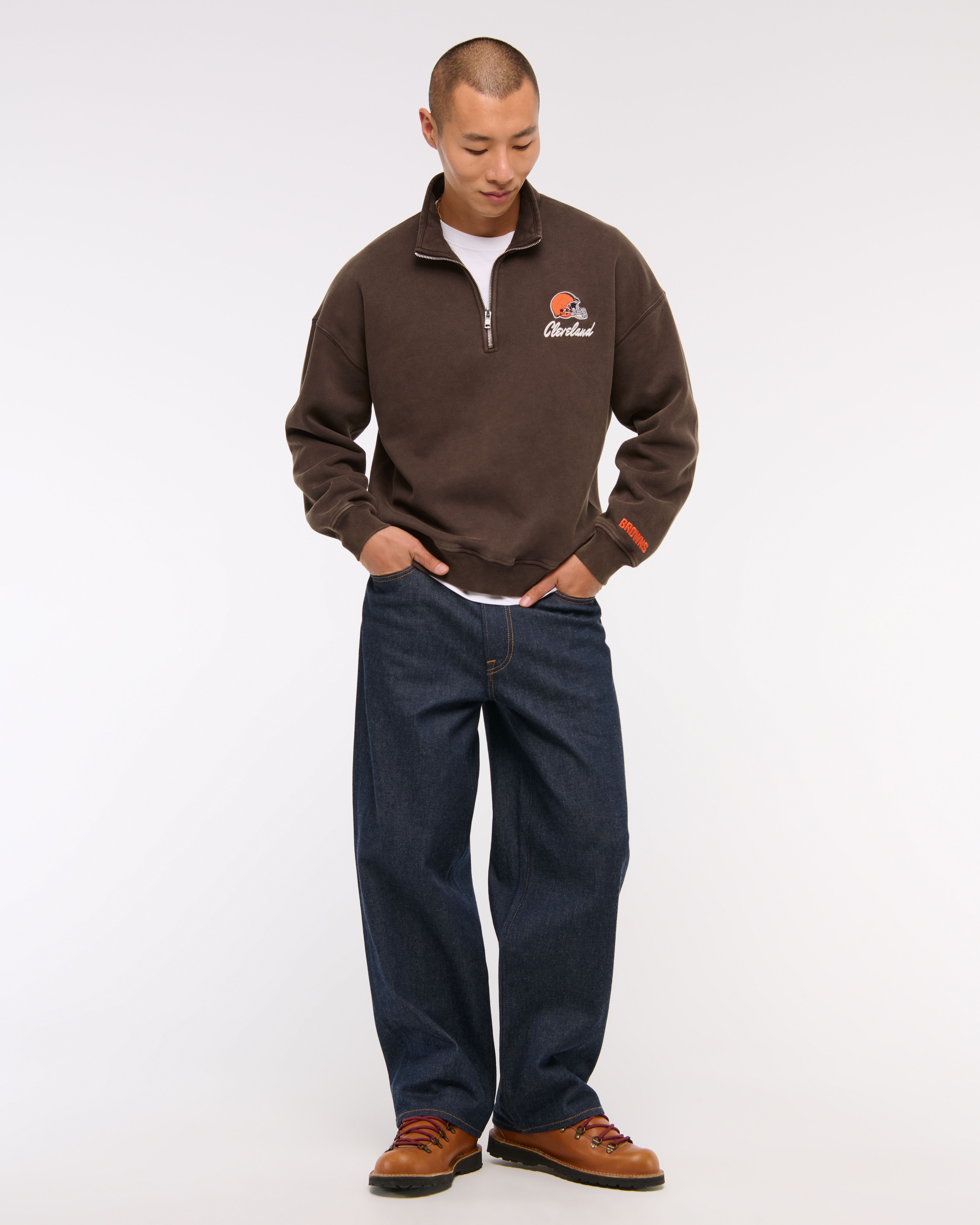 Мужские худи Abercrombie & Fitch Cleveland Browns Half-Zip Sweatshirt — фото 3