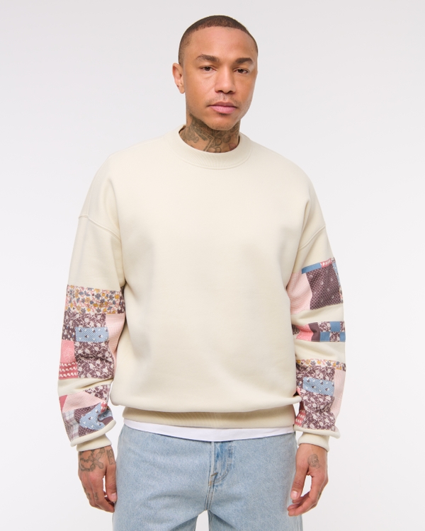 Essential Crew Sweatshirt, Warm Beige Pattern view 1