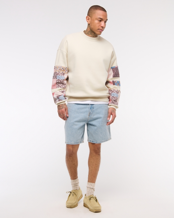 Essential Crew Sweatshirt, Warm Beige Pattern view 2
