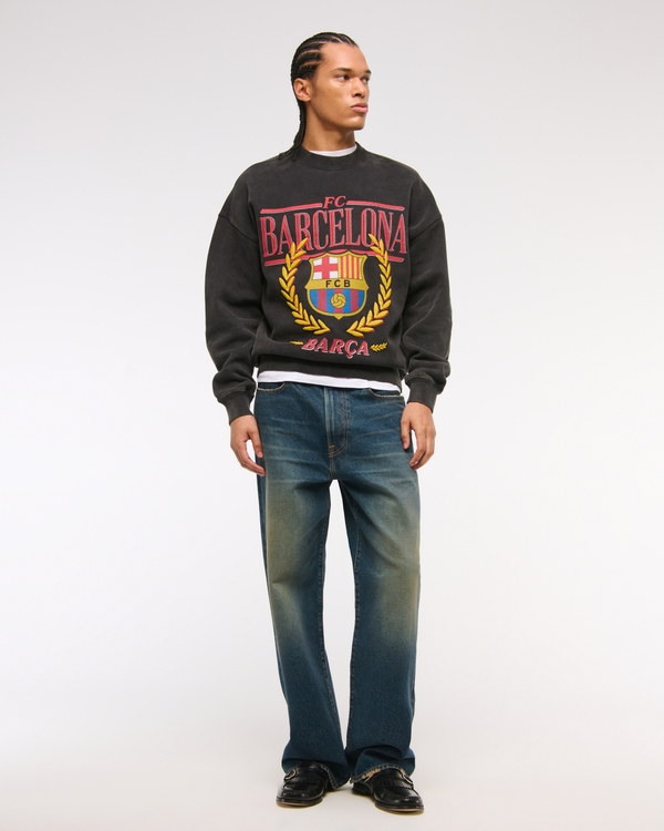 FC Barcelona Graphic Crew Sweatshirt, Black Wash view 2