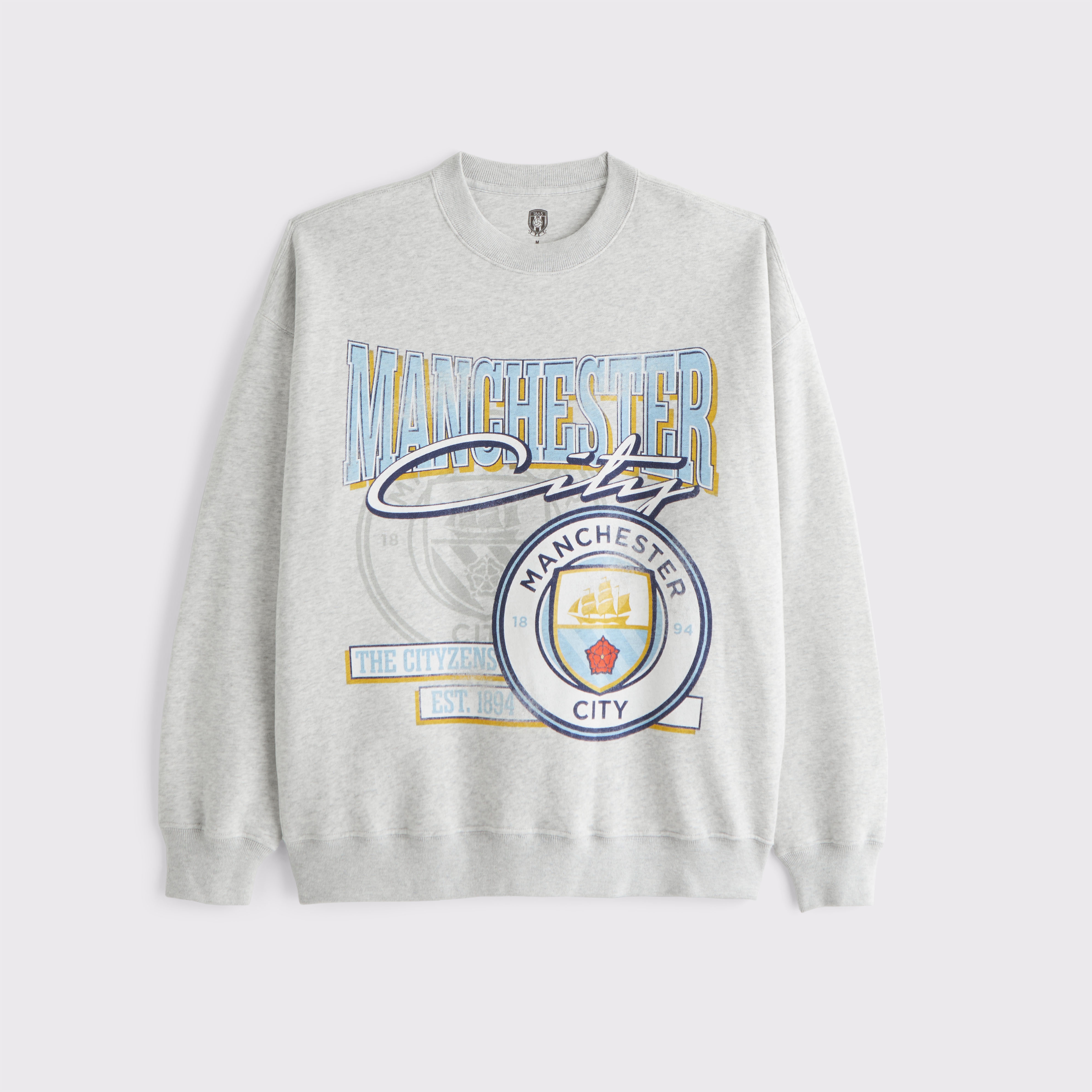 Abercrombie & Fitch Manchester City Fc Graphic Crew Sweatshirt In Gray