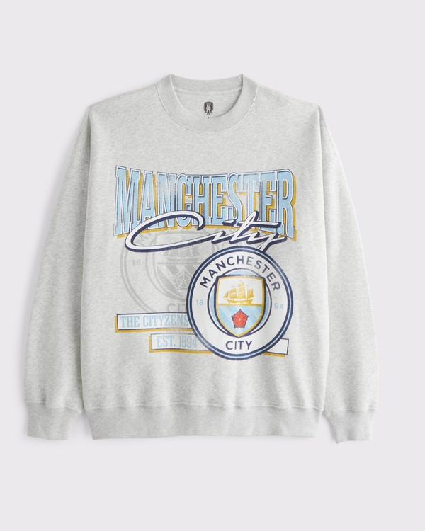 Manchester City FC Graphic Crew Sweatshirt, Light Heather Gray view 1