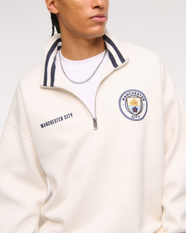 Manchester City FC Graphic Half-Zip Sweatshirt, Cream view 2