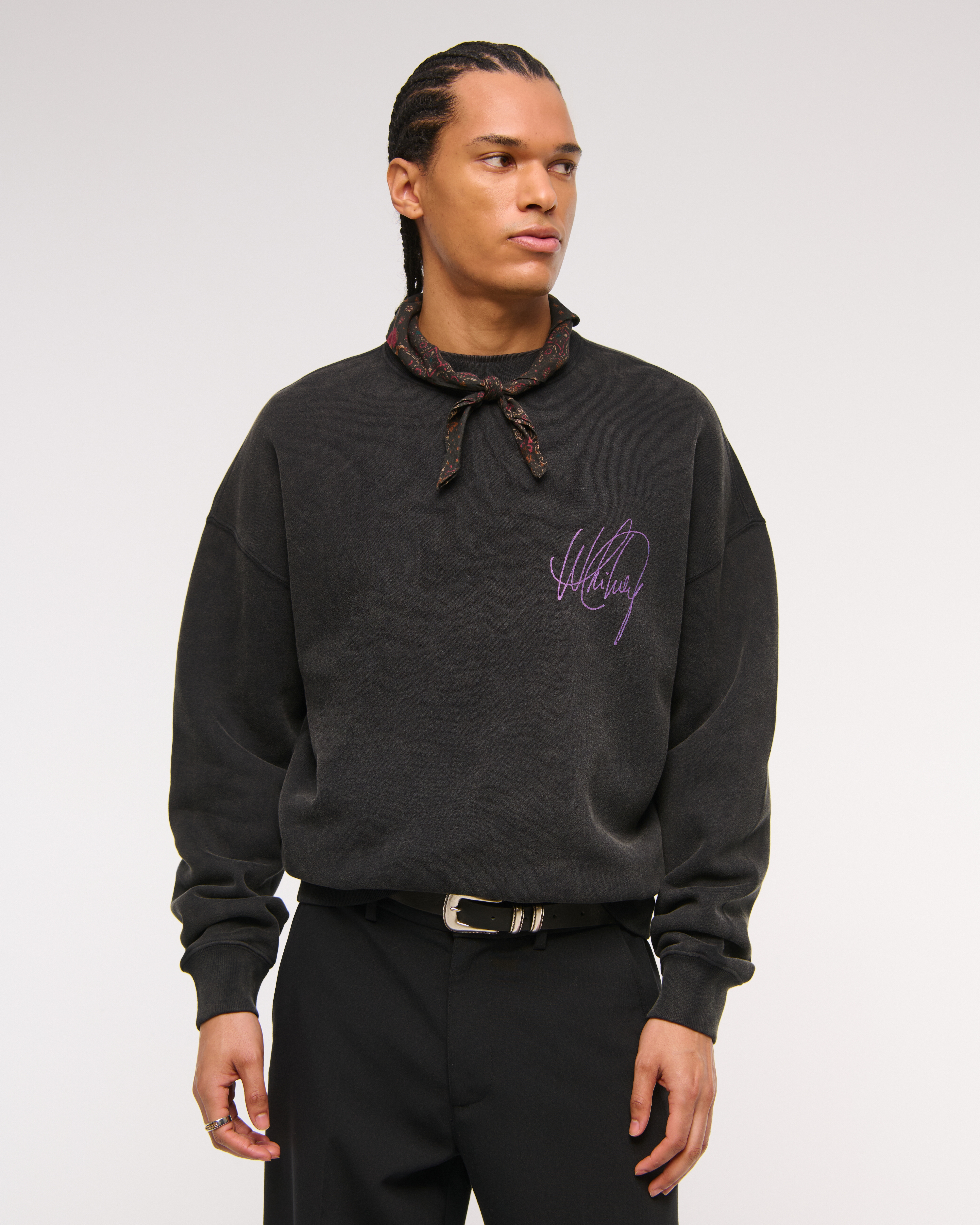 Abercrombie & Fitch Whitney Houston Graphic Crew Sweatshirt In Black