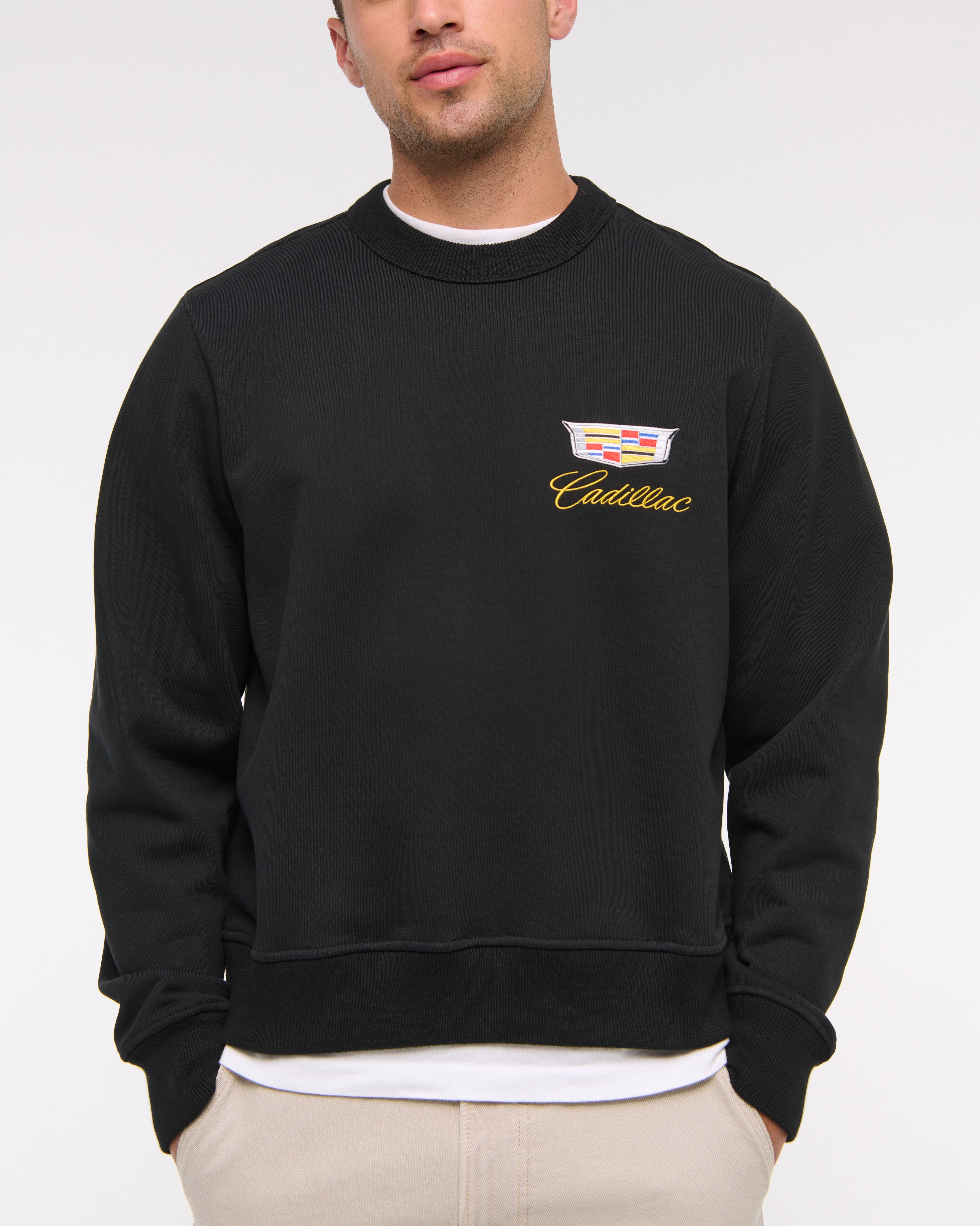Abercrombie & Fitch Cadillac Graphic Crew Sweatshirt In Black