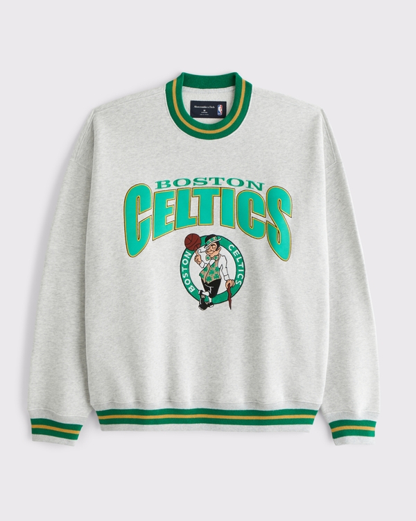 Boston Celtics Graphic Crew Sweatshirt, Light Heather Gray view 1