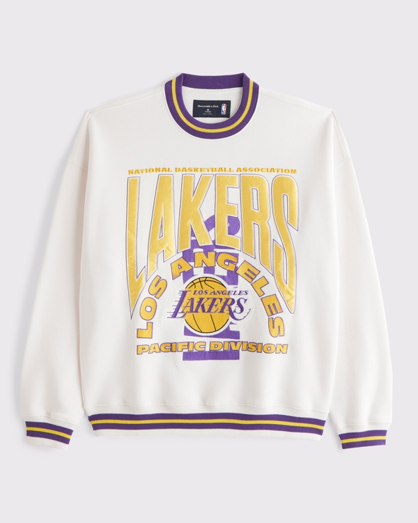 Los Angeles Lakers Graphic Crew Sweatshirt, Cream view 1