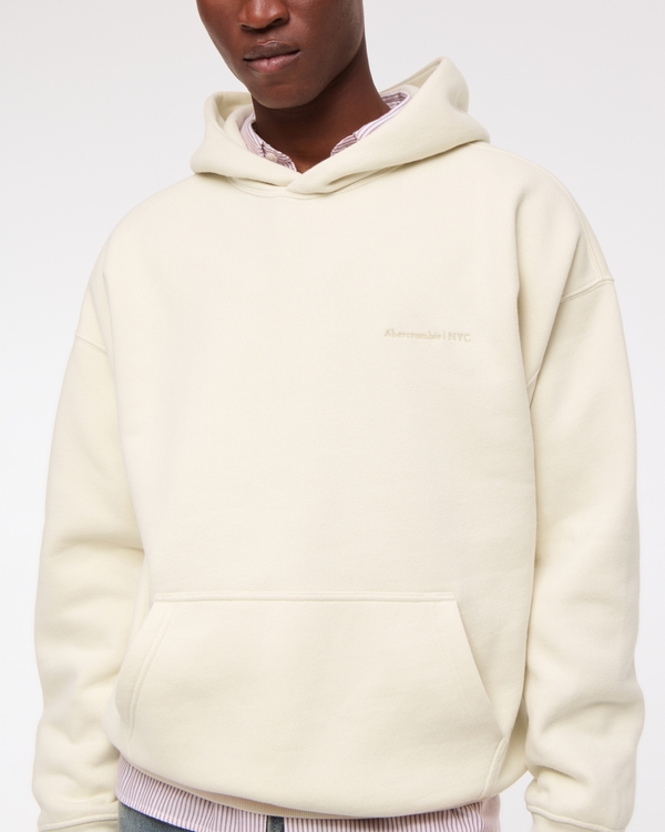 Micro-Logo Popover Hoodie, Warm Beige view 1
