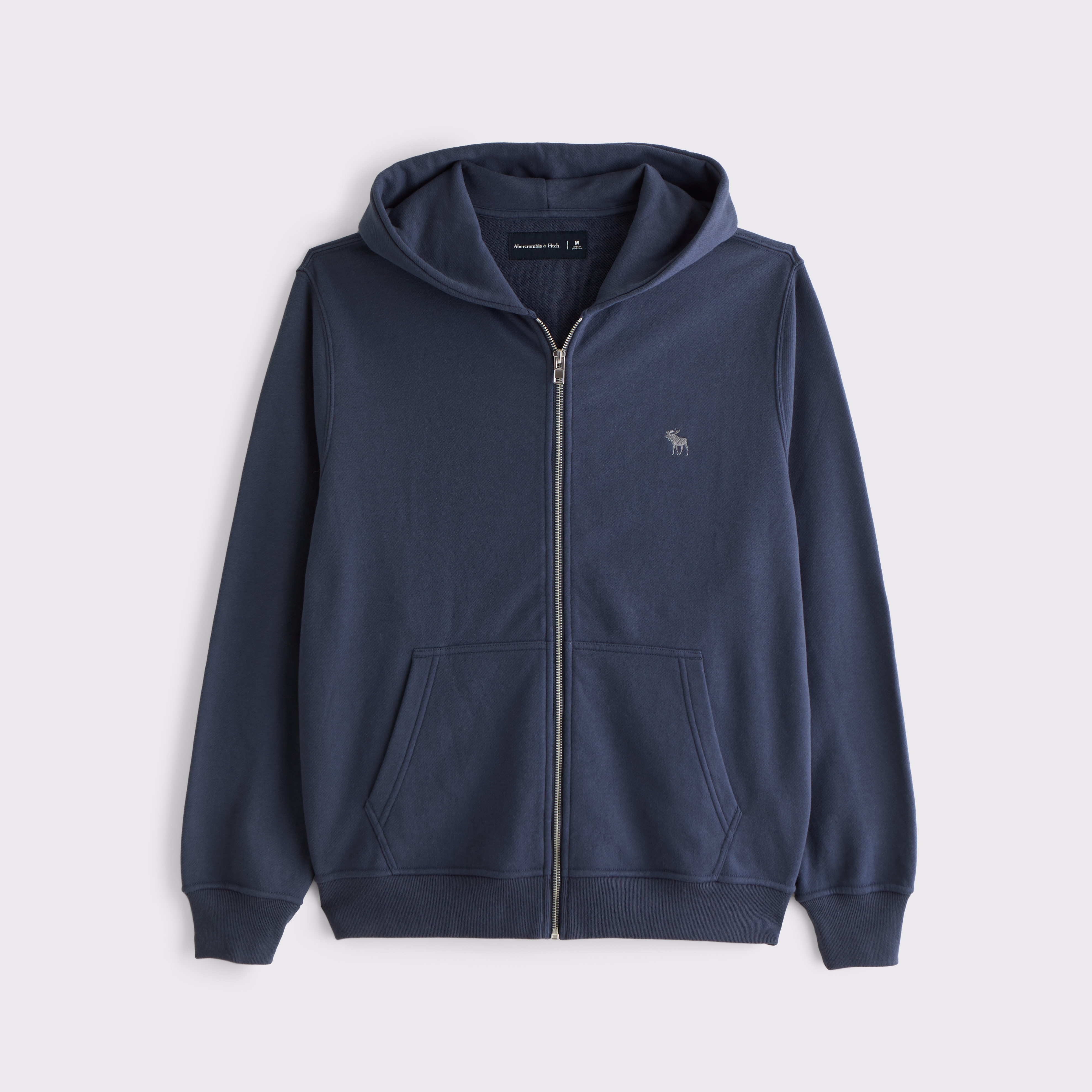 【Abercrombie & Fitch】フレンチテリー フルジップ パーカー メンズ シェルパラインド マイクロロゴ フルジップフーディー