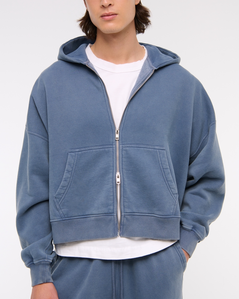 Essential Cropped Full-Zip Hoodie