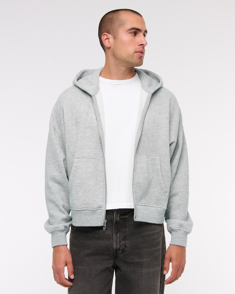 Cropped Essential Full-Zip Hoodie